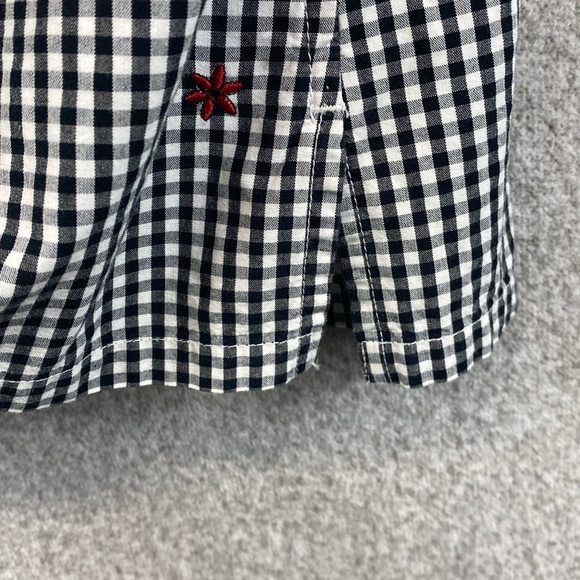 Mountain Lake gingham button down/up M ladybug & flower embroidery 3/4 sleeve - Picture 7 of 10
